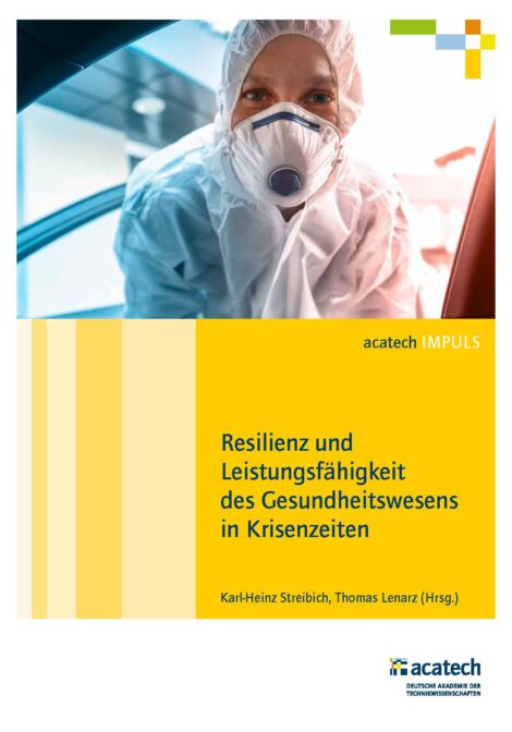 Titelbild der Publikation "Resilienz und Leistungsfähigkeit des Gesundheitswesens in Krisenzeiten"