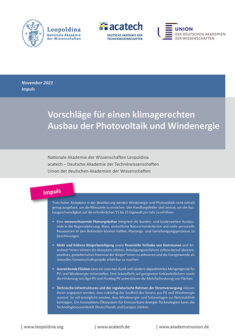 Titelbild der Publikation Vorschläge für einen klimagerechten Ausbau der Photovoltaik und Windenergie