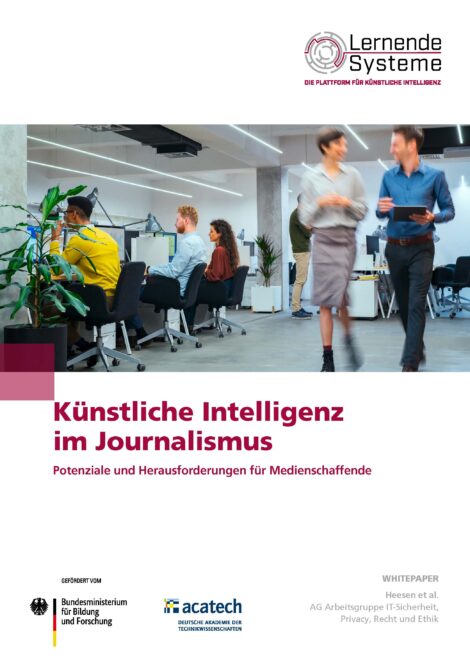 Cover der Publikation: Künstliche Intelligenz im Journalismus. Potenziale und Herausforderungen für Medienschaffende